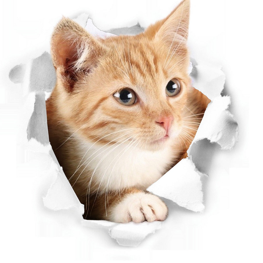 3D Lovely Pet Self-adhesive Wallpaper Children Living Room Bathroom Toilet Decals Mural Tattoo