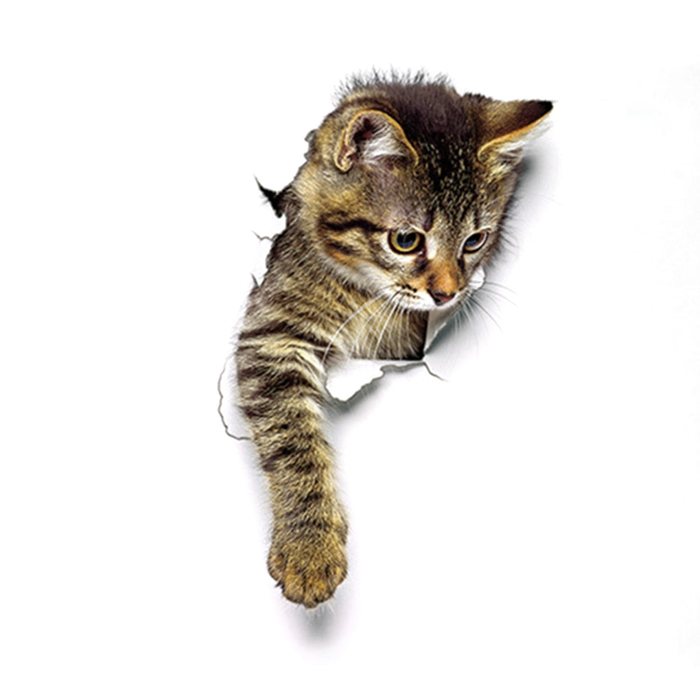 3D Lovely Pet Self-adhesive Wallpaper Children Living Room Bathroom Toilet Decals Mural Tattoo