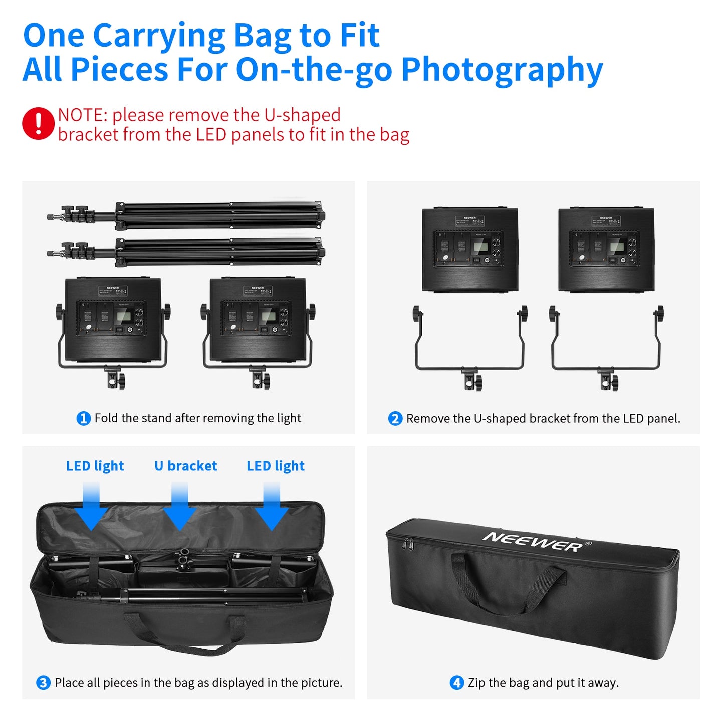 Neewer 2Packs Advanced 660 LED Panel Video Light Kit Photography Dimmable with 2.4G Wireless Remote for Studio Shooting