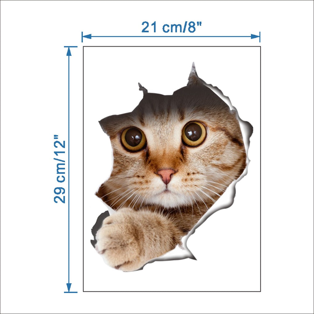 3D Lovely Pet Self-adhesive Wallpaper Children Living Room Bathroom Toilet Decals Mural Tattoo