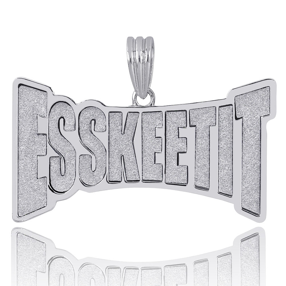 TOPGRILLZ New ESSKEETIT Pendant Necklace Mens Iced out Hip Hop Sliver Color Jewelry Charm Necklace For Men and Women Gifts