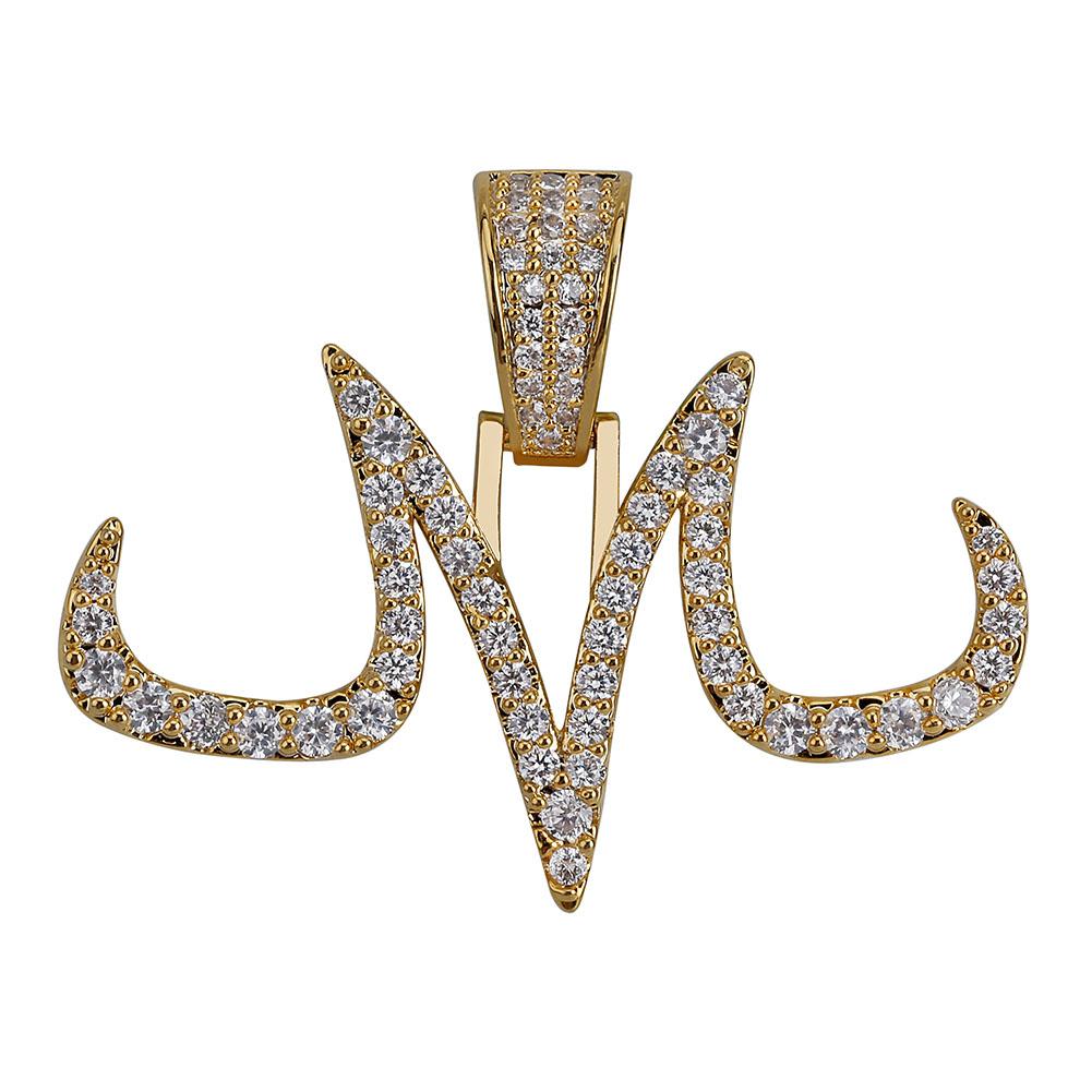 New Iced Out Majin Pendant Necklace Mens White And Gold Finish Chains Hip Hop Jewelry Gold Silver Color Charms