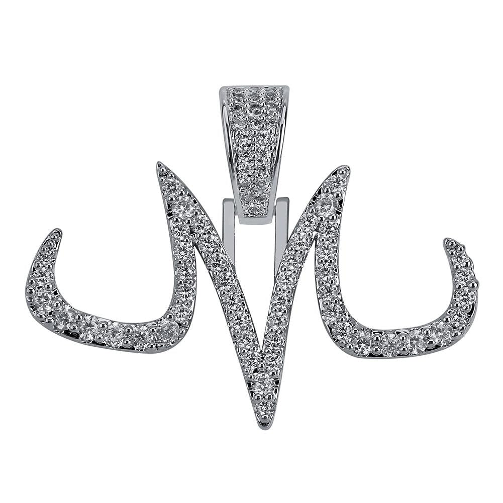 New Iced Out Majin Pendant Necklace Mens White And Gold Finish Chains Hip Hop Jewelry Gold Silver Color Charms