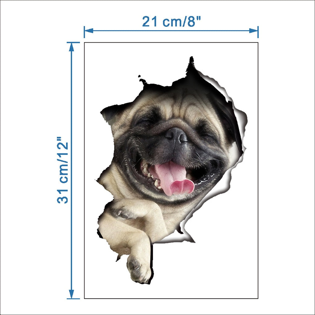 3D Lovely Pet Self-adhesive Wallpaper Children Living Room Bathroom Toilet Decals Mural Tattoo