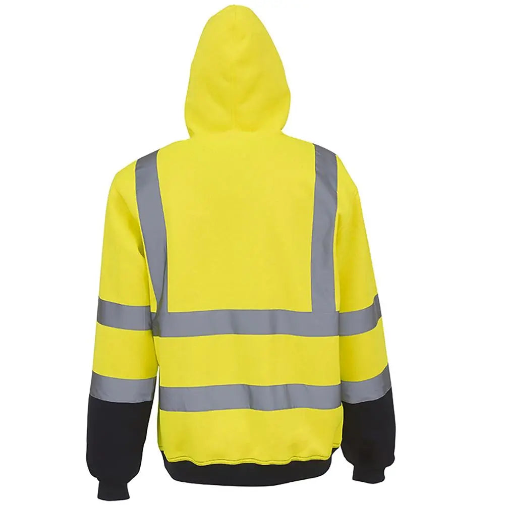 Men Reflective Sweatshirt Strip Hoodie Fashion Long Sleeve Color Matching Hooded High Visibility Pullover Top Hoodie Coat