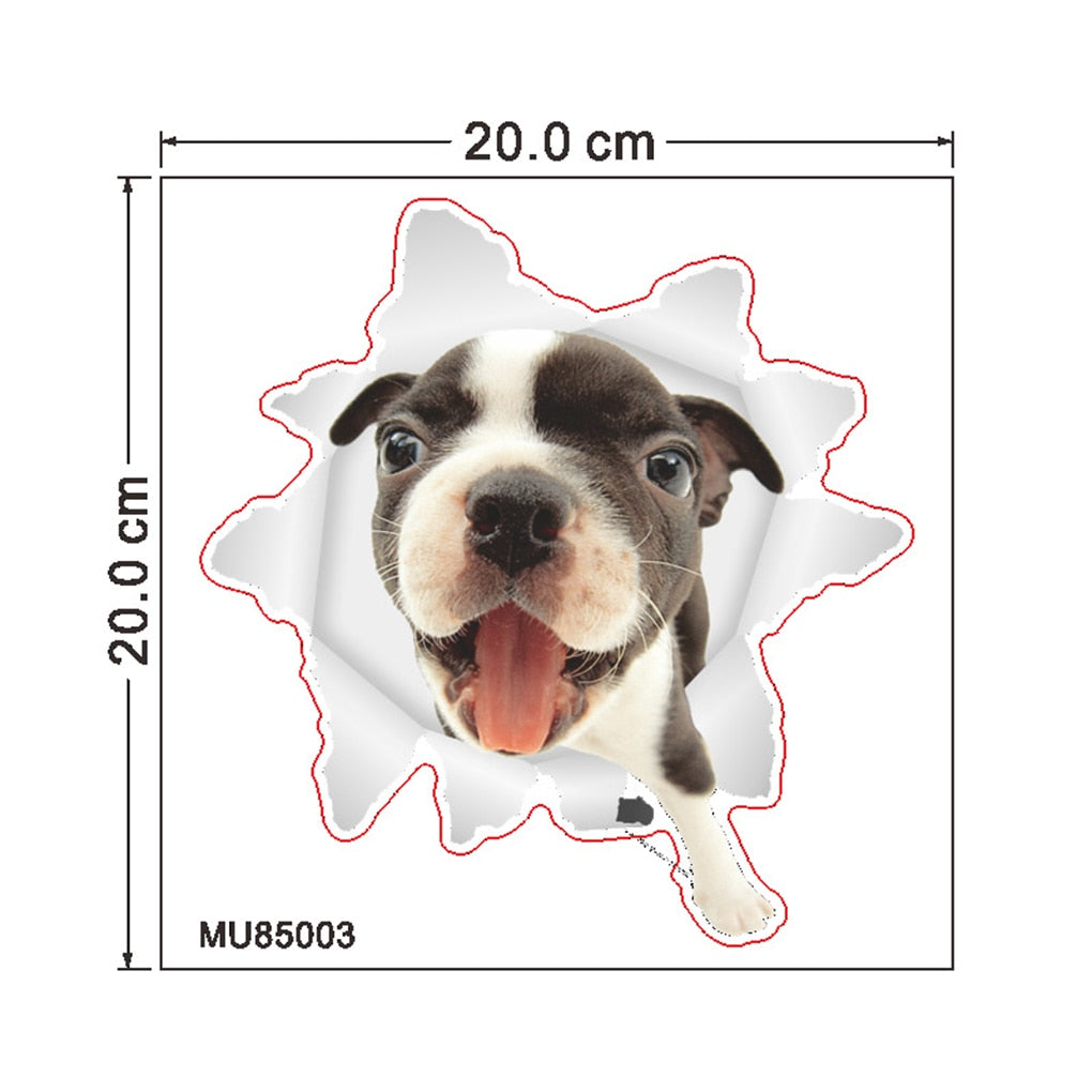3D Lovely Pet Self-adhesive Wallpaper Children Living Room Bathroom Toilet Decals Mural Tattoo