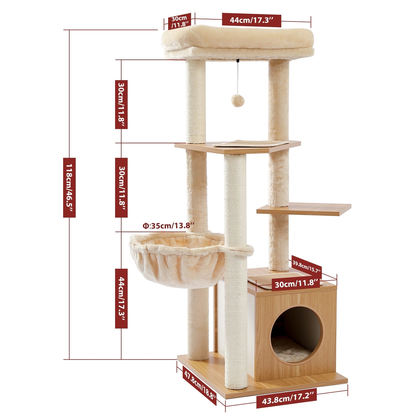 Domestic Delivery Wooden Modern Cat Tower Cat's Activity Cat Furniture with Removable and Washable Mats for Kitten Large Cats