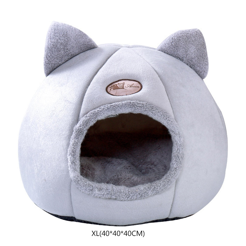Cat Bed House Warm Deep Sleep Comfort In Winter Little Mat Basket For Cat's House Products Pets Tent Cozy Cave Cat Beds Indoor