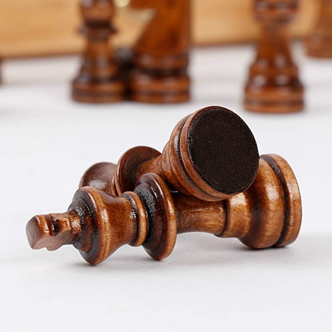 Large Magnetic Wooden Folding Chess Set Felted Game Board 39cm*39cm Interior Storage Adult Kids Gift Family Game Chess Board
