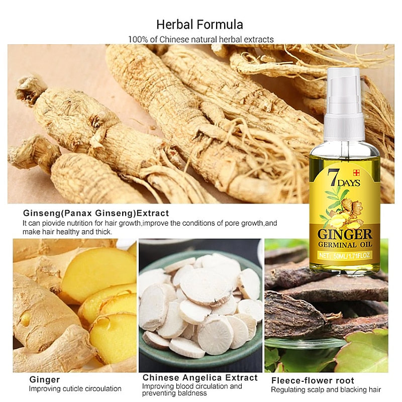 Ginger Hair Growth Products Fast Growing Hair Essential Oil Beauty Hair Care Prevent Hair Loss Oil Scalp Treatment For Men Women