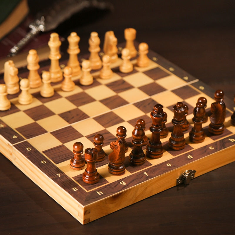 Large Magnetic Wooden Folding Chess Set Felted Game Board 39cm*39cm Interior Storage Adult Kids Gift Family Game Chess Board