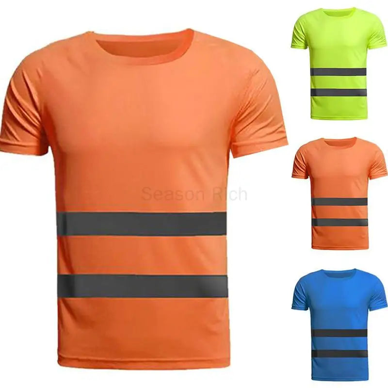Unisex Reflective Work Shirt High Visibility Safety Casual Baggy Vest Breathable Businss Clothes Reflective Work Tshirt Workwear
