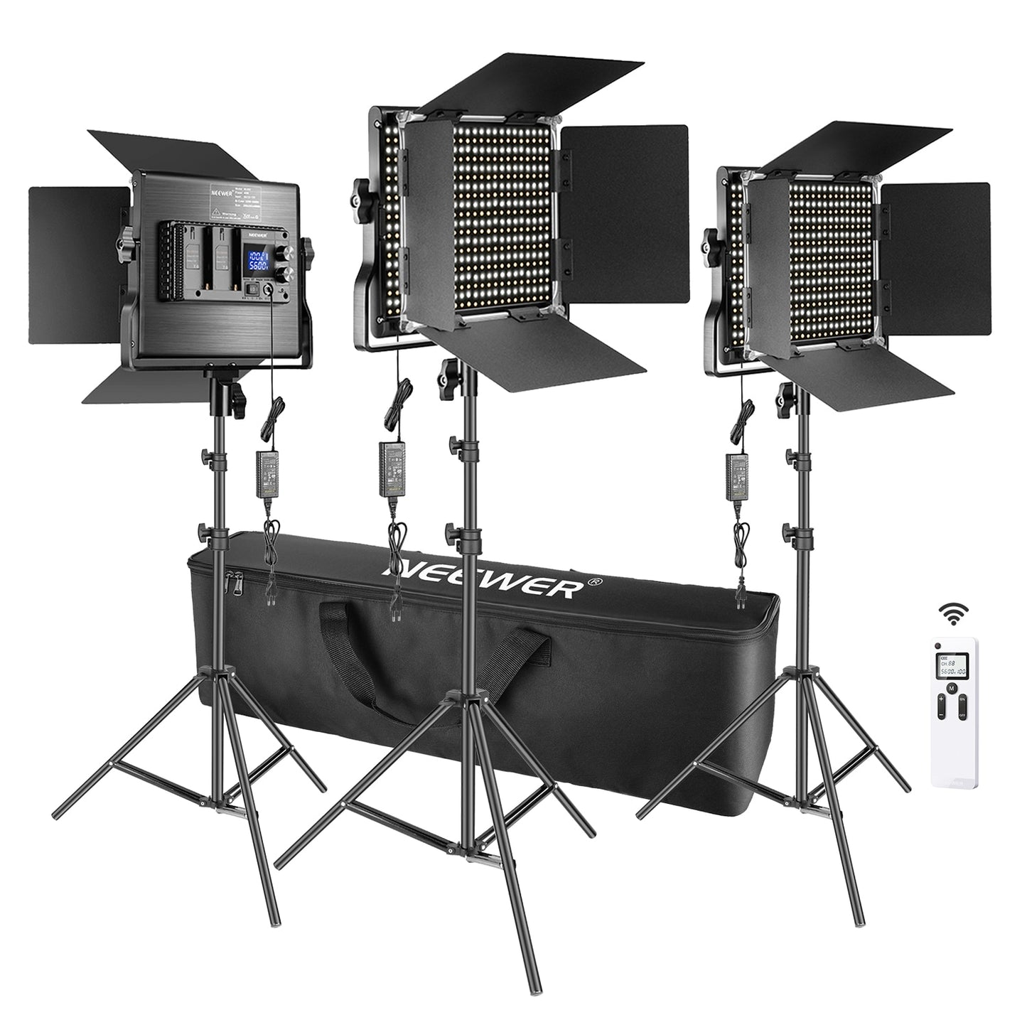 Neewer 2Packs Advanced 660 LED Panel Video Light Kit Photography Dimmable with 2.4G Wireless Remote for Studio Shooting