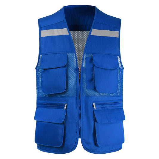 Men's Vest Tool Coat Fashion Summer Photographer Waistcoat Mesh Work Sleeveless Jacket Tool Many Pocket Vest Male