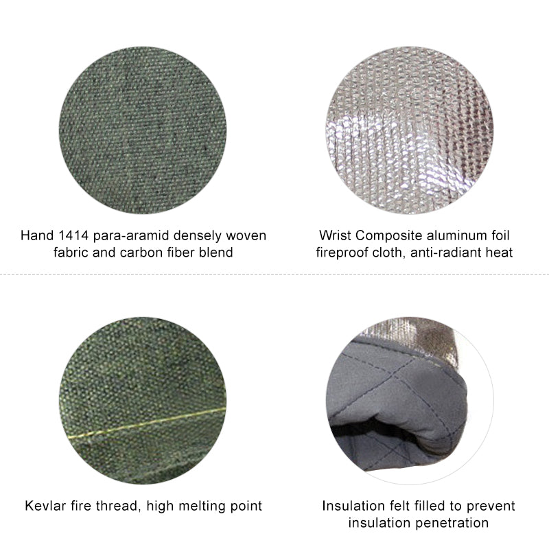 Heat Insulation 1000°C Aluminum Foil Gloves
