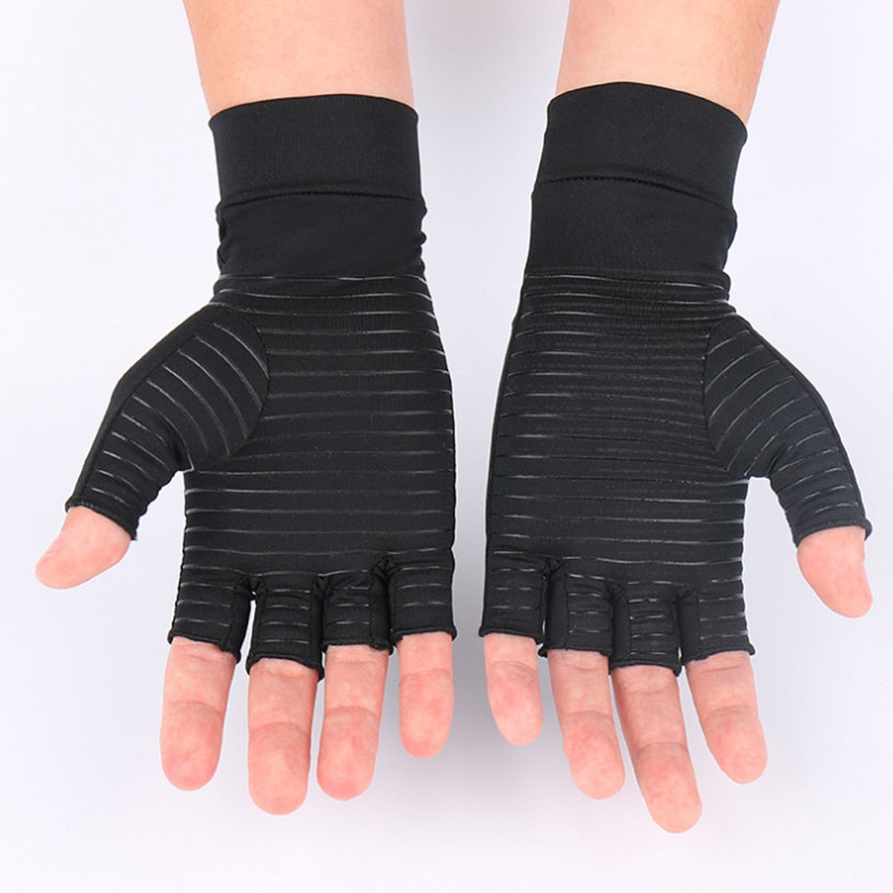 Aptoco Compression Arthritis Gloves Women Men Joint Pain Relief Half Finger Brace Therapy Wrist Support Anti-slip Therapy Gloves