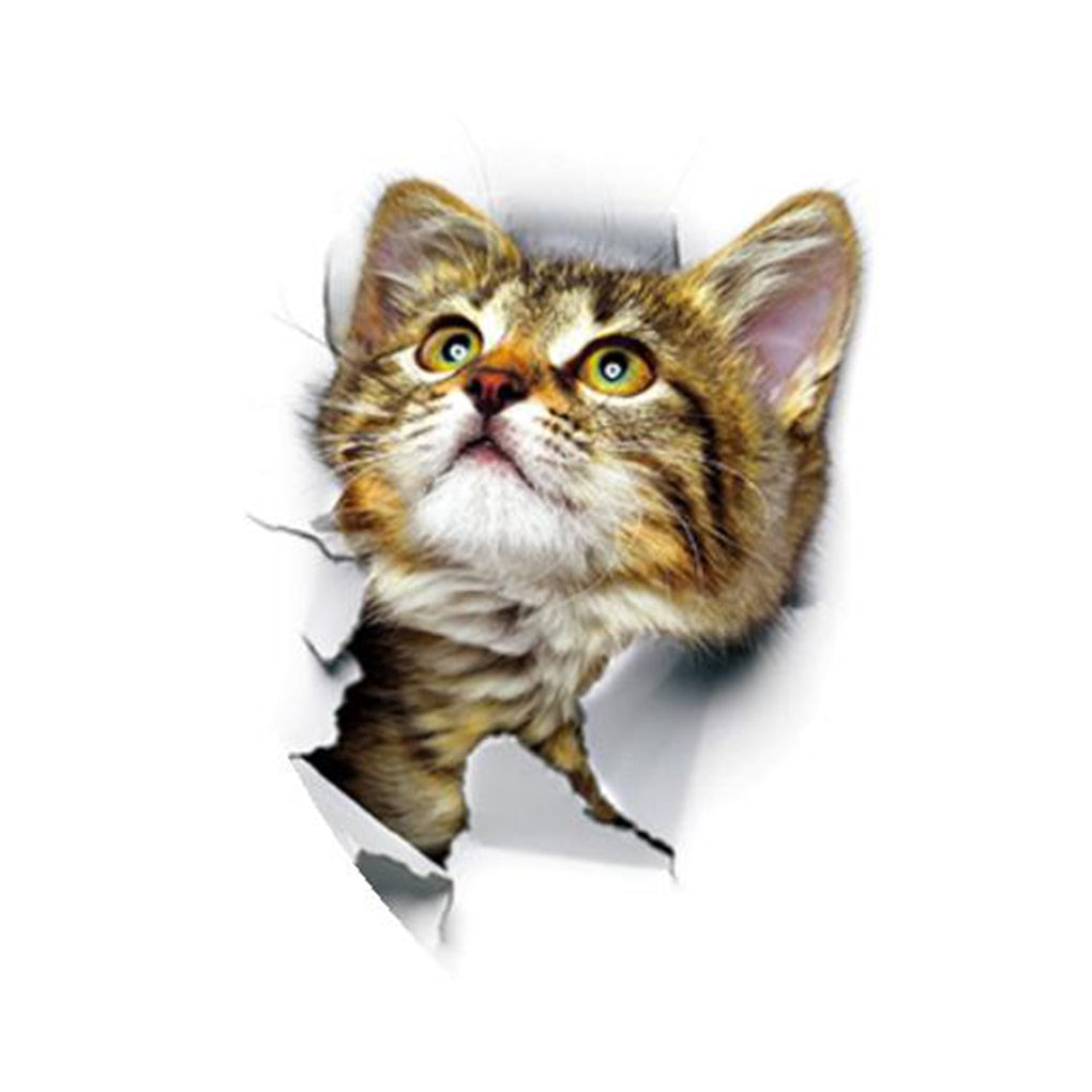 3D Lovely Pet Self-adhesive Wallpaper Children Living Room Bathroom Toilet Decals Mural Tattoo
