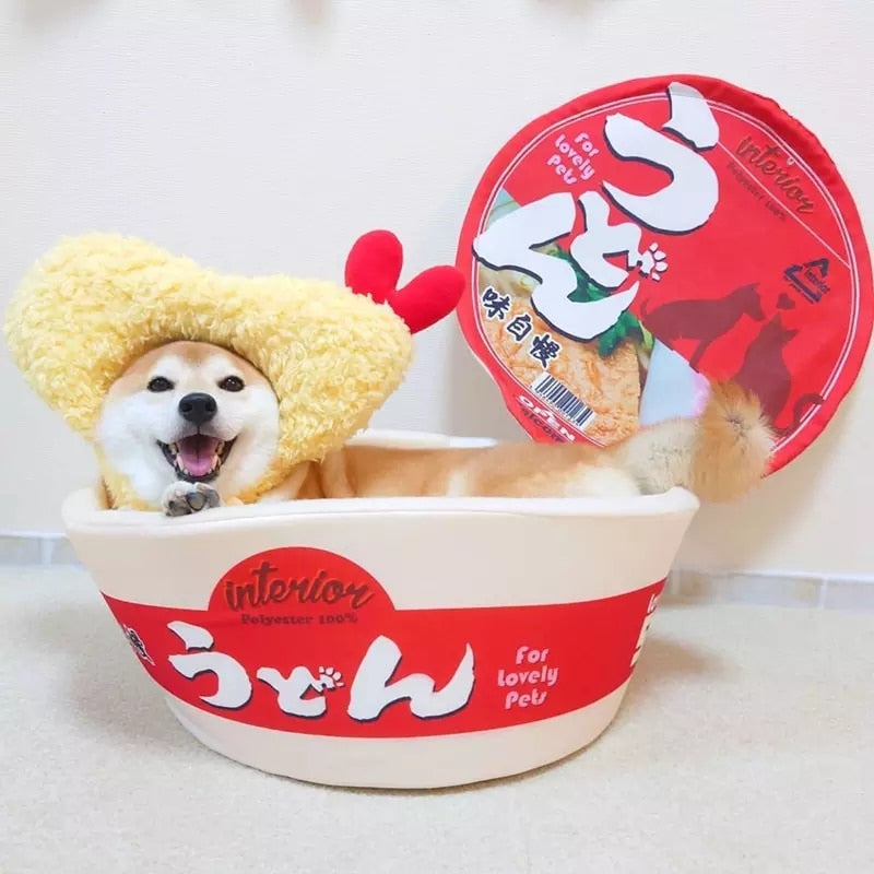 Cute Instant Noodle Pet dog cat House bed Kennel Super Large Warm Dog Cat Nest Beds Cushion Udon Cup Noodle Pet Bed Cozy Cushion