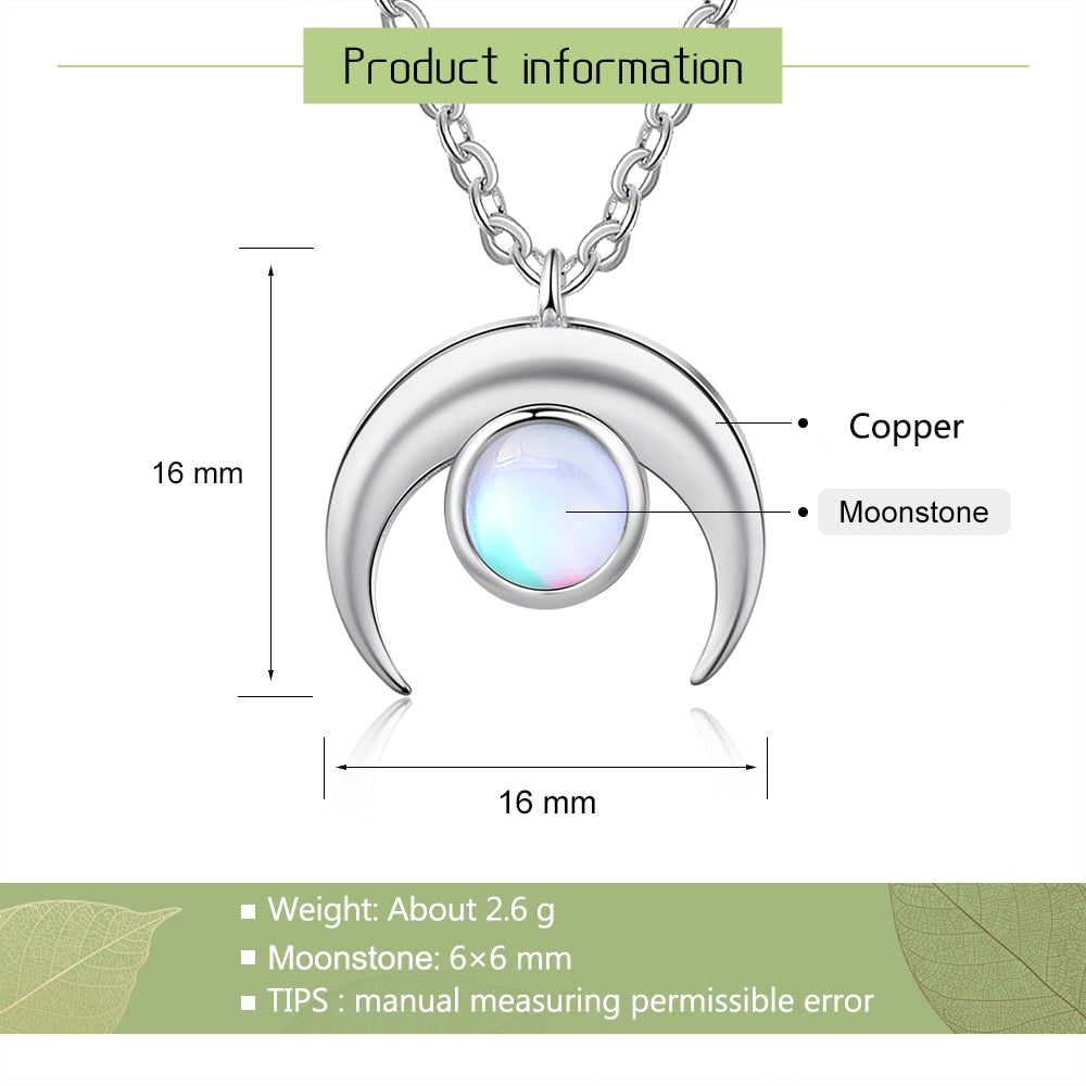 Silver Color Moonstone Necklaces Cute Sun and Moon Necklaces Pendant Romantic Women&#39;s Neck Chain Fashion Jewelry Gift for Women