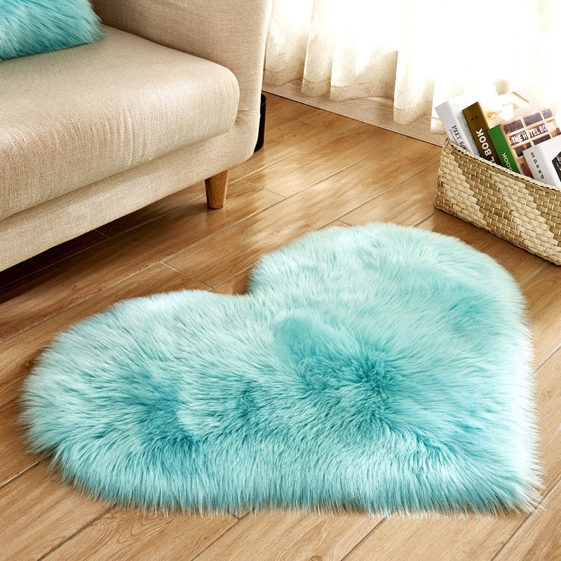 Heart Shape Fluffy Rugs Washable Faux Fur Rug For Kids Bedroom Home Decoration Sofas Cushions Mat Soft Carpet Sheepskin Rug D30