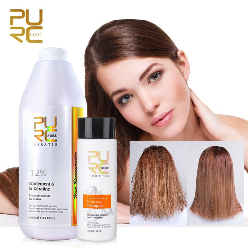 PURC Straightening Hair Product Formlain Chocolate Keratin Treatment Purifying Shampoo Set 1000ml Pure