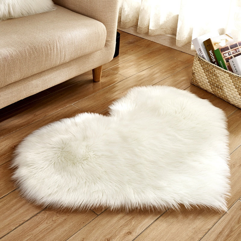 Heart Shape Fluffy Rugs Washable Faux Fur Rug For Kids Bedroom Home Decoration Sofas Cushions Mat Soft Carpet Sheepskin Rug D30