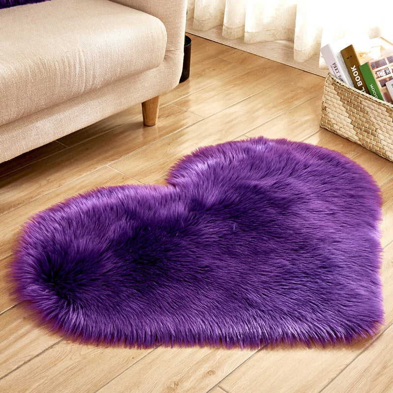 Heart Shape Fluffy Rugs Washable Faux Fur Rug For Kids Bedroom Home Decoration Sofas Cushions Mat Soft Carpet Sheepskin Rug D30