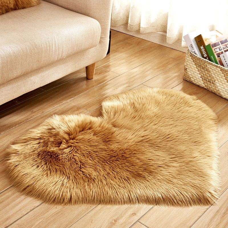 Heart Shape Fluffy Rugs Washable Faux Fur Rug For Kids Bedroom Home Decoration Sofas Cushions Mat Soft Carpet Sheepskin Rug D30