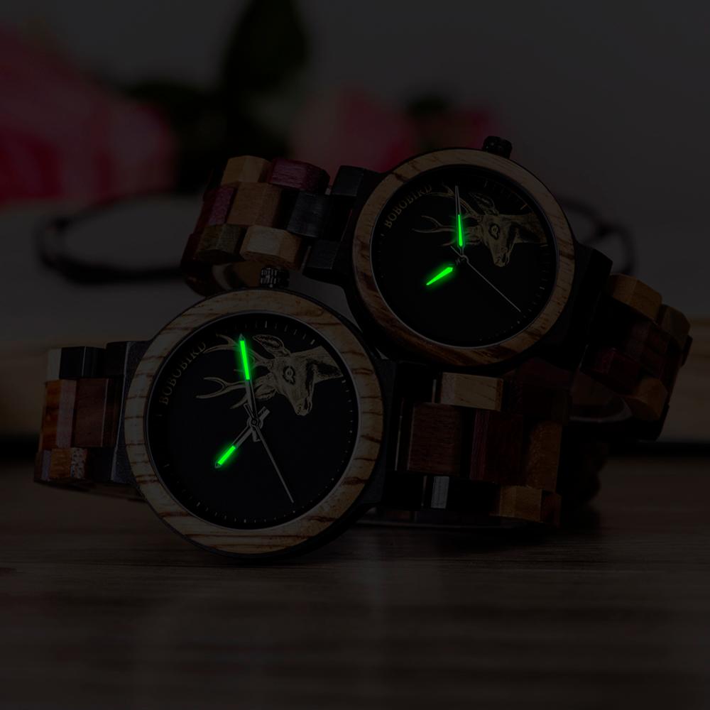 BOBO BIRD Wooden Couple Watch Relogio Masculino Quartz Watches for Men Women Wood Clock Timepieces Ideal Gifts erkek kol saati