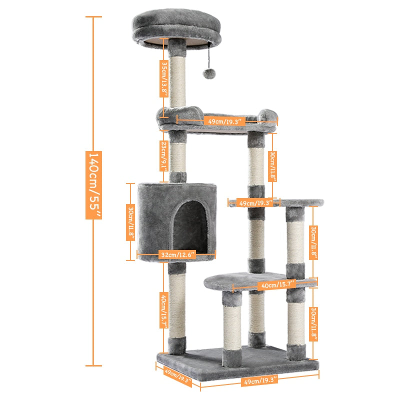 Domestic Delivery Wooden Modern Cat Tower Cat&#39;s Activity Cat Furniture with Removable and Washable Mats for Kitten Large Cats