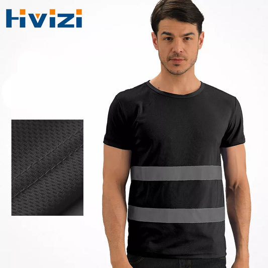 Hi Vis T Shirt Reflective Safety Black Short Sleeve High Visibility