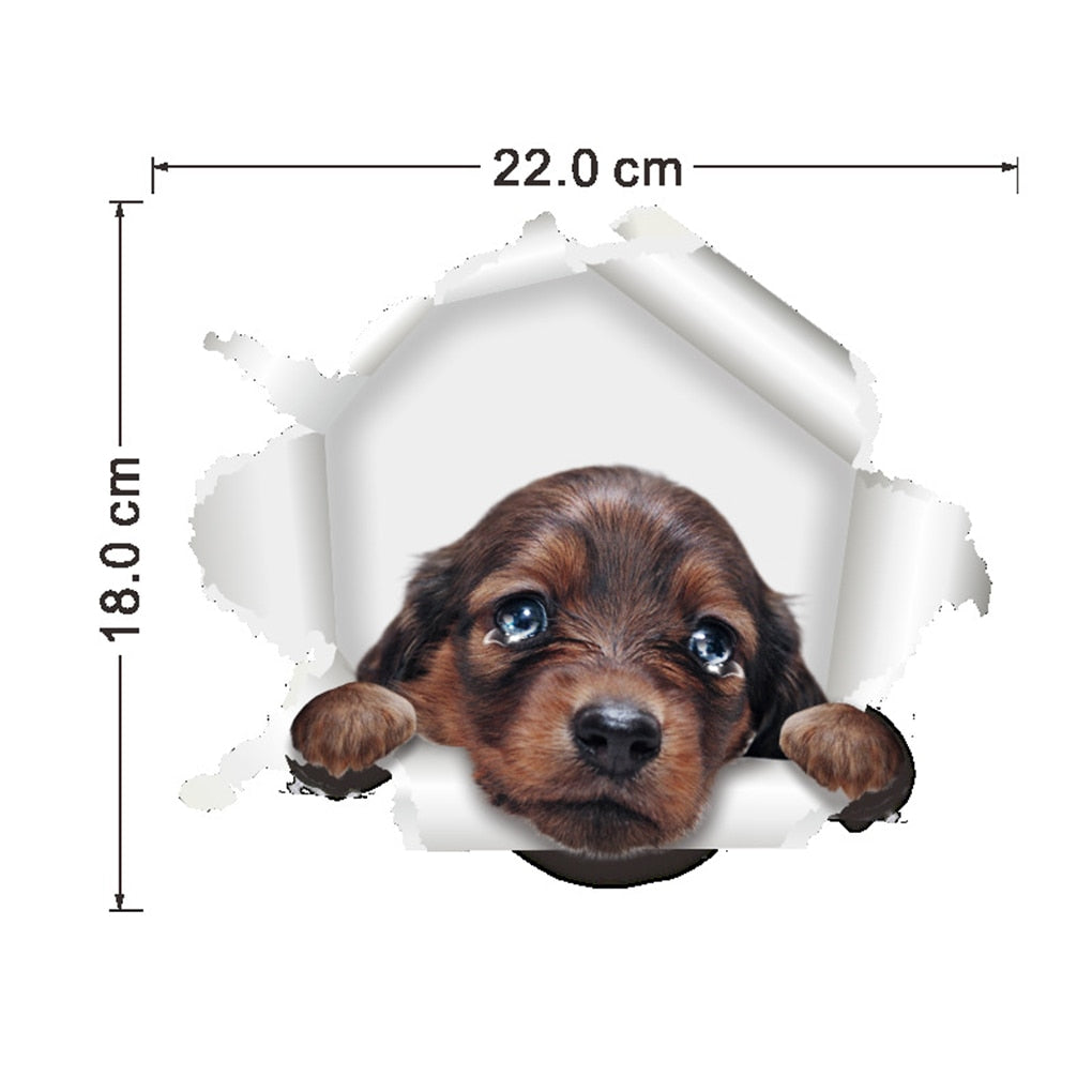 3D Lovely Pet Self-adhesive Wallpaper Children Living Room Bathroom Toilet Decals Mural Tattoo