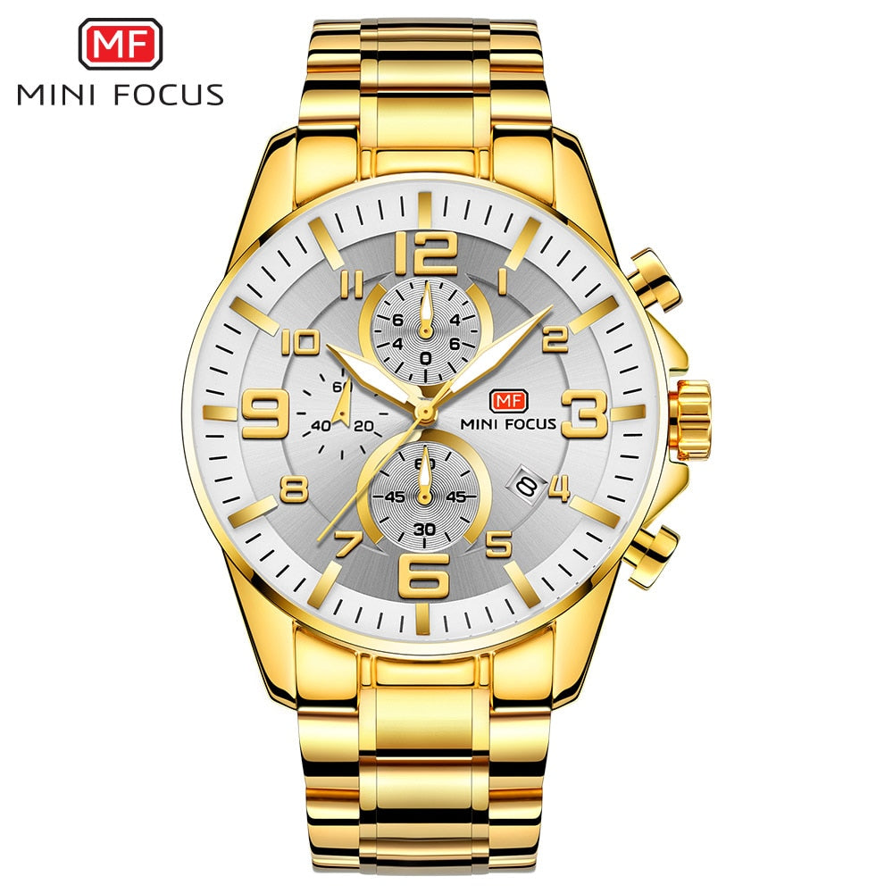 MINI FOCUS Watches Mens Top Brand Luxury Gold Watch Calendar Waterproof Chronograph Multifunction Business relogio masculino New