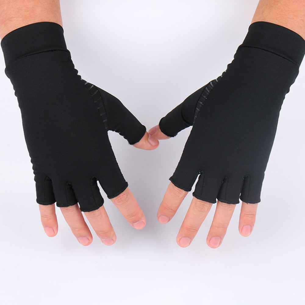 Aptoco Compression Arthritis Gloves Women Men Joint Pain Relief Half Finger Brace Therapy Wrist Support Anti-slip Therapy Gloves