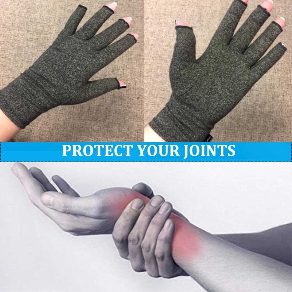 Aptoco Compression Arthritis Gloves Women Men Joint Pain Relief Half Finger Brace Therapy Wrist Support Anti-slip Therapy Gloves