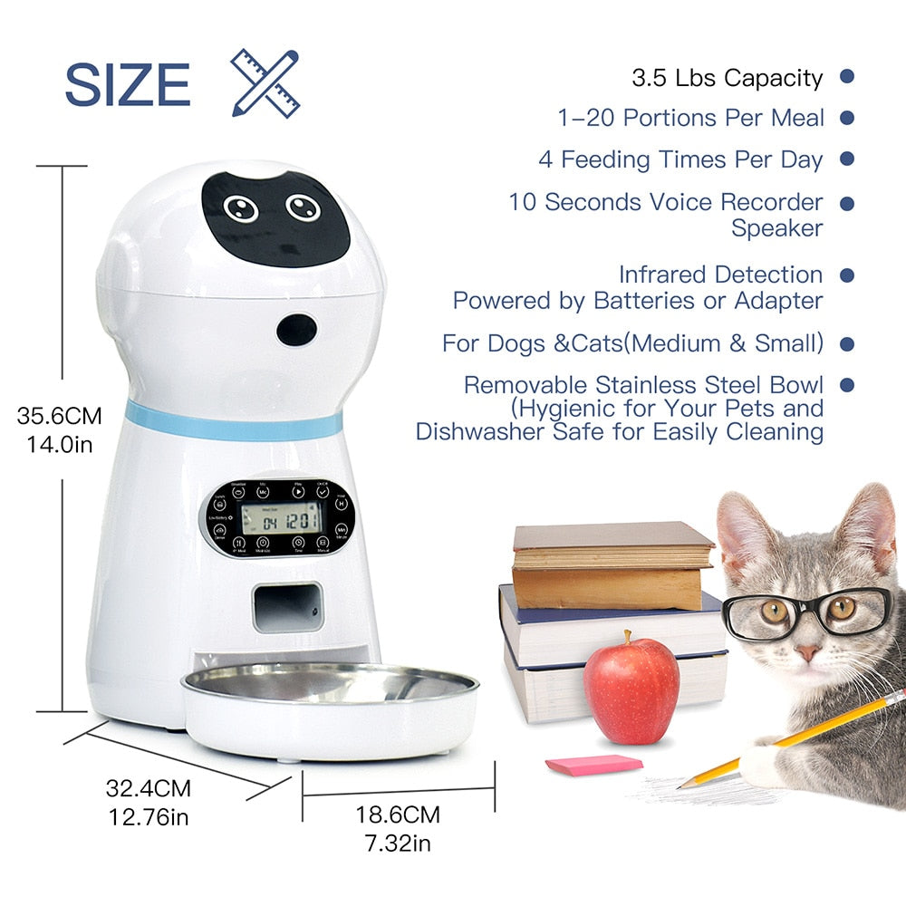 NICREW Automatic Pet Feeder Dog Bowl 3L Pet Food Dispenser Feeder Vending Machine Large Cat Dog 4 Meal Voice Recorder &amp;Timer