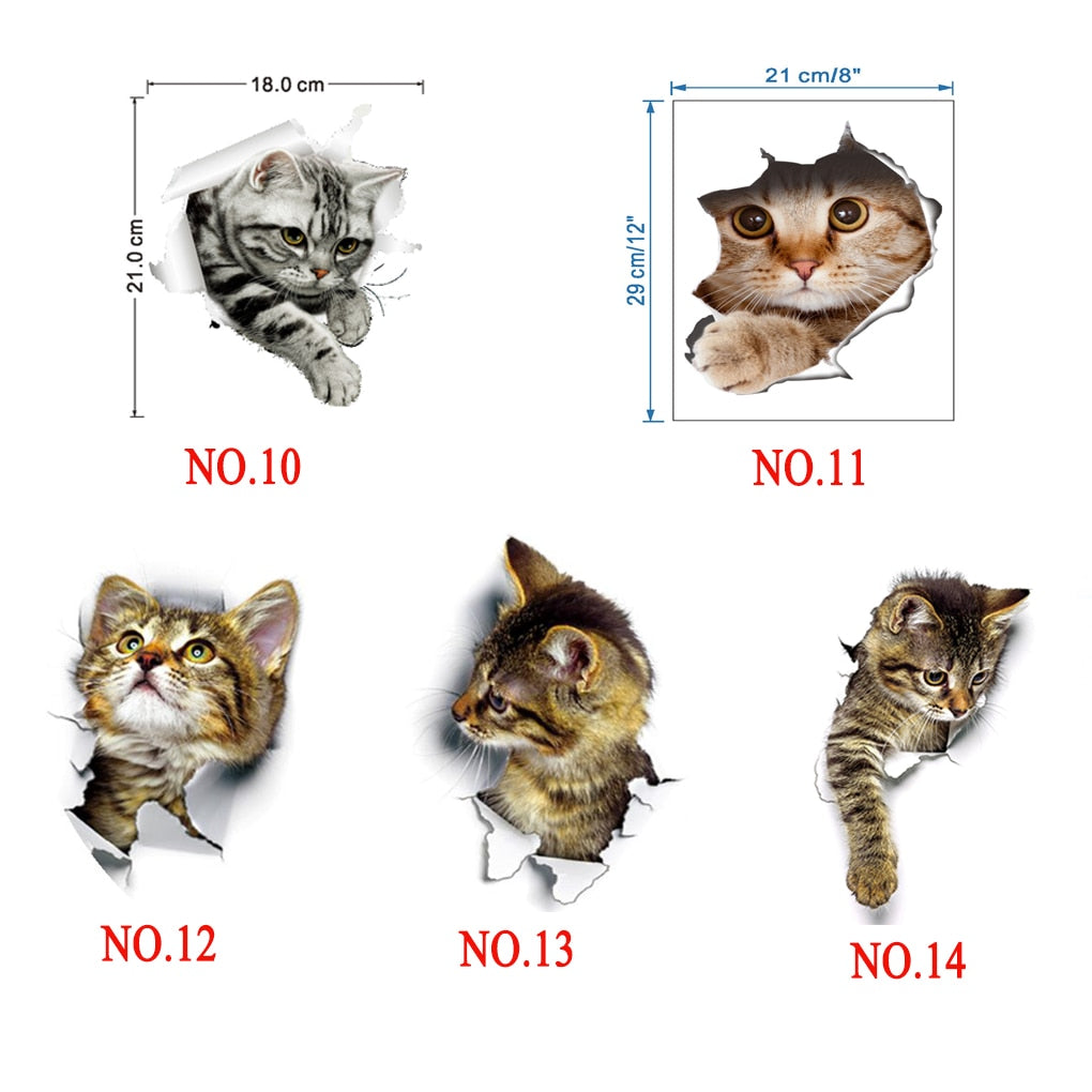 3D Lovely Pet Self-adhesive Wallpaper Children Living Room Bathroom Toilet Decals Mural Tattoo