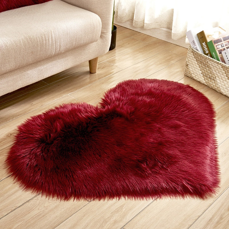 Heart Shape Fluffy Rugs Washable Faux Fur Rug For Kids Bedroom Home Decoration Sofas Cushions Mat Soft Carpet Sheepskin Rug D30