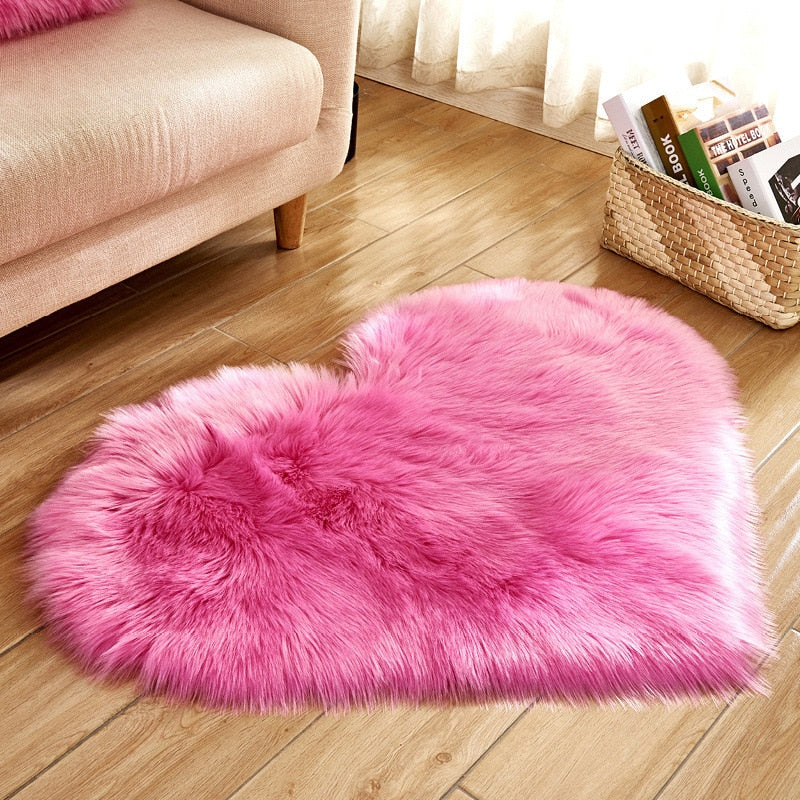 Heart Shape Fluffy Rugs Washable Faux Fur Rug For Kids Bedroom Home Decoration Sofas Cushions Mat Soft Carpet Sheepskin Rug D30