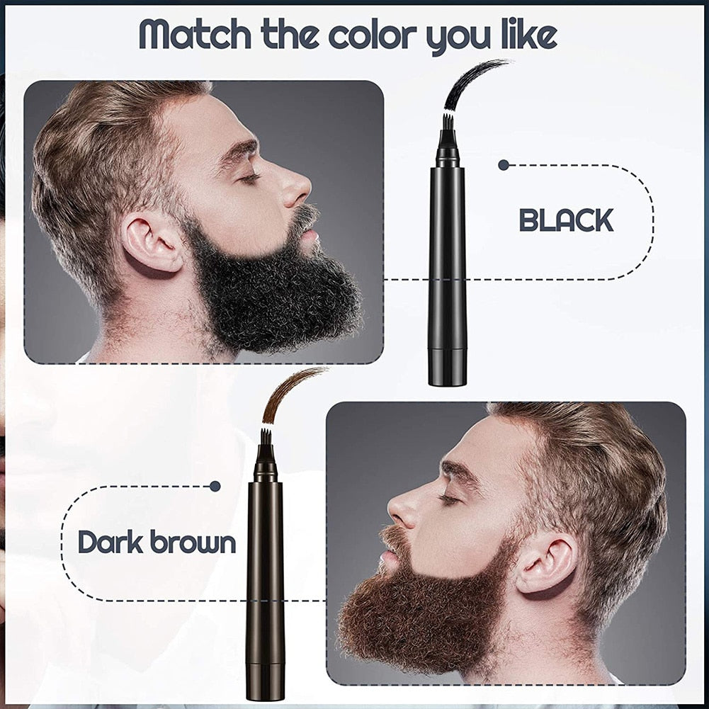 New Hot sale Beard Pen Beard Filler Pencil And Brush Beard Enhancer Waterproof Moustache Coloring Shaping Tools Hair Pencil