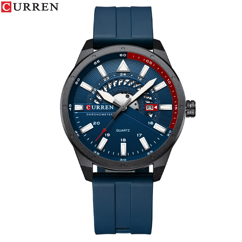 CURREN Fashion Men Watch Top Brand Luxury Waterproof Sport Mens Watches Silicone Automatic Date Military Wristwatch