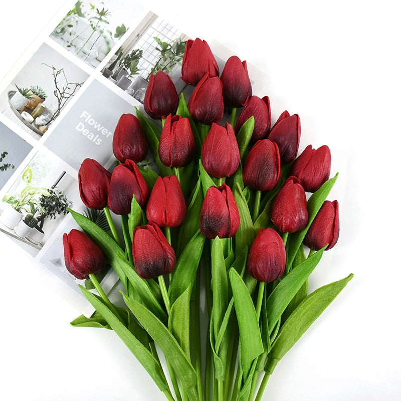 35 cm Tulip Flower Artificial Tulip Bouquet 10/5Pcs PE foam Fake Flower for wedding Ceremony Decor Home Garden Bouquet Decor