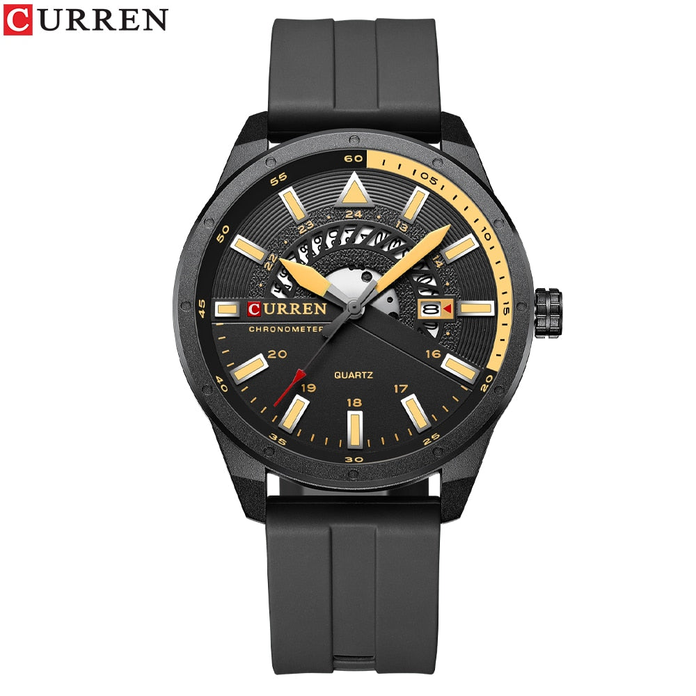 CURREN Fashion Men Watch Top Brand Luxury Waterproof Sport Mens Watches Silicone Automatic Date Military Wristwatch