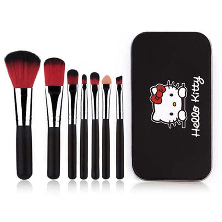 Hello Kitty Makeup Brush Set with Box Cute Fashion Blush Eyebrow Lip Eyeshadow Brush Beauty Tool Women Girls Facial Makeup Gift