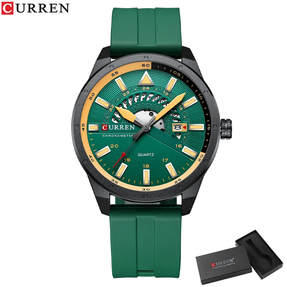 CURREN Fashion Men Watch Top Brand Luxury Waterproof Sport Mens Watches Silicone Automatic Date Military Wristwatch