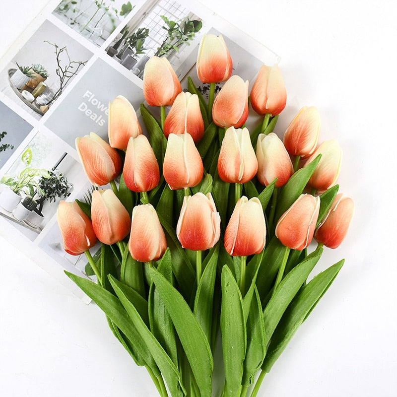 35 cm Tulip Flower Artificial Tulip Bouquet 10/5Pcs PE foam Fake Flower for wedding Ceremony Decor Home Garden Bouquet Decor