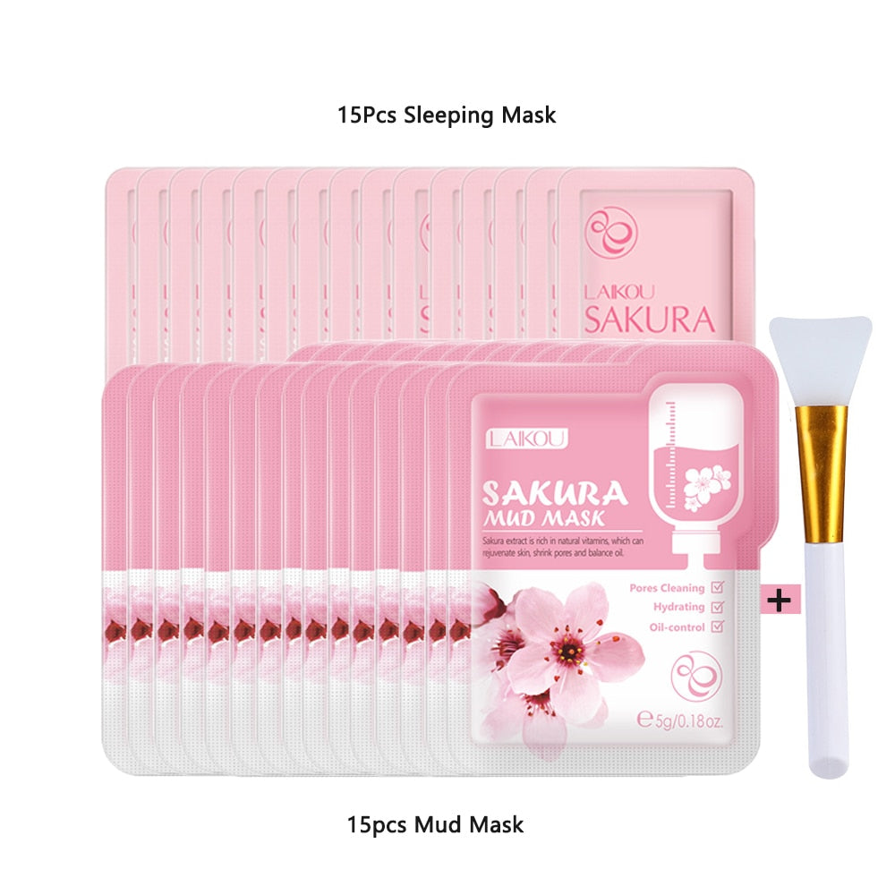 Skincare Product Sakura Set Whitening Cream 24k Serum Skin Care Kit Face Mask Facial Products Kit Face Care Women Beauty Health