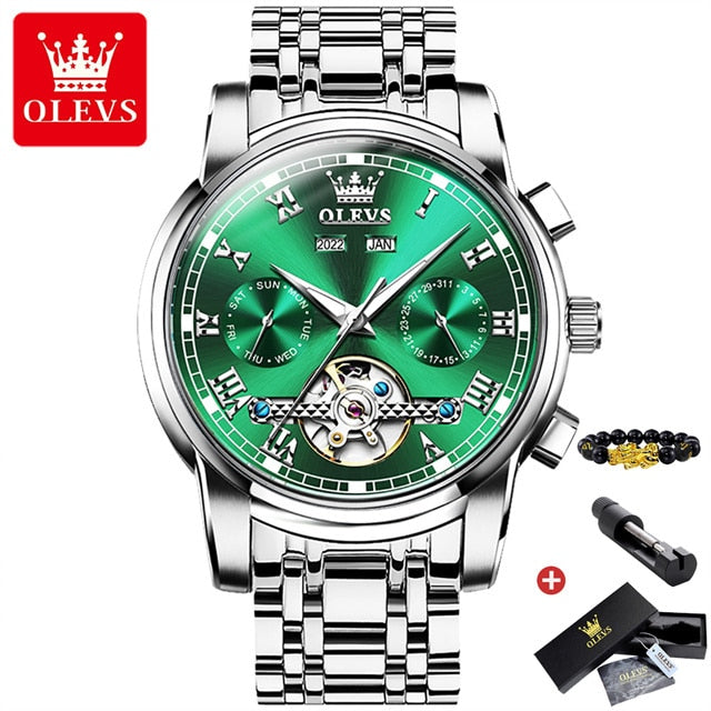 OLEVS Original Watch For Men Automatic Mechanical Watch Top Brand Luxury Tourbillon Wristwatch Classic Male Black Watches  6607