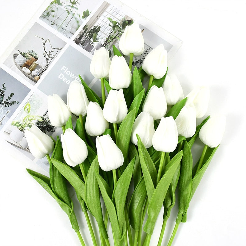 35 cm Tulip Flower Artificial Tulip Bouquet 10/5Pcs PE foam Fake Flower for wedding Ceremony Decor Home Garden Bouquet Decor