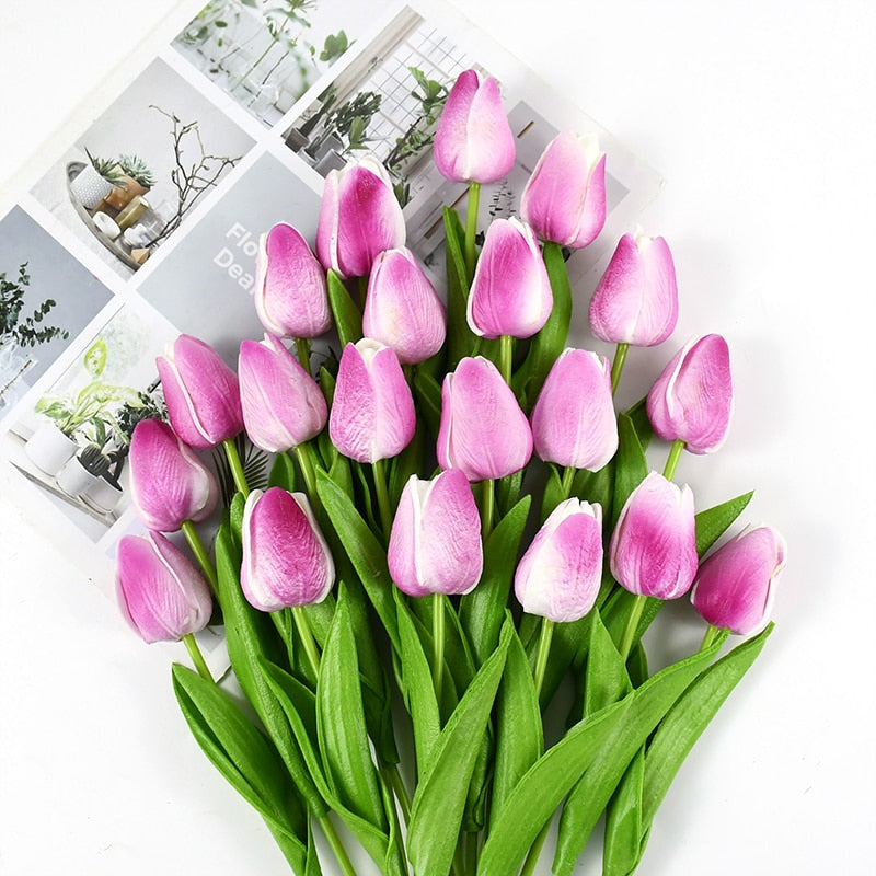 35 cm Tulip Flower Artificial Tulip Bouquet 10/5Pcs PE foam Fake Flower for wedding Ceremony Decor Home Garden Bouquet Decor